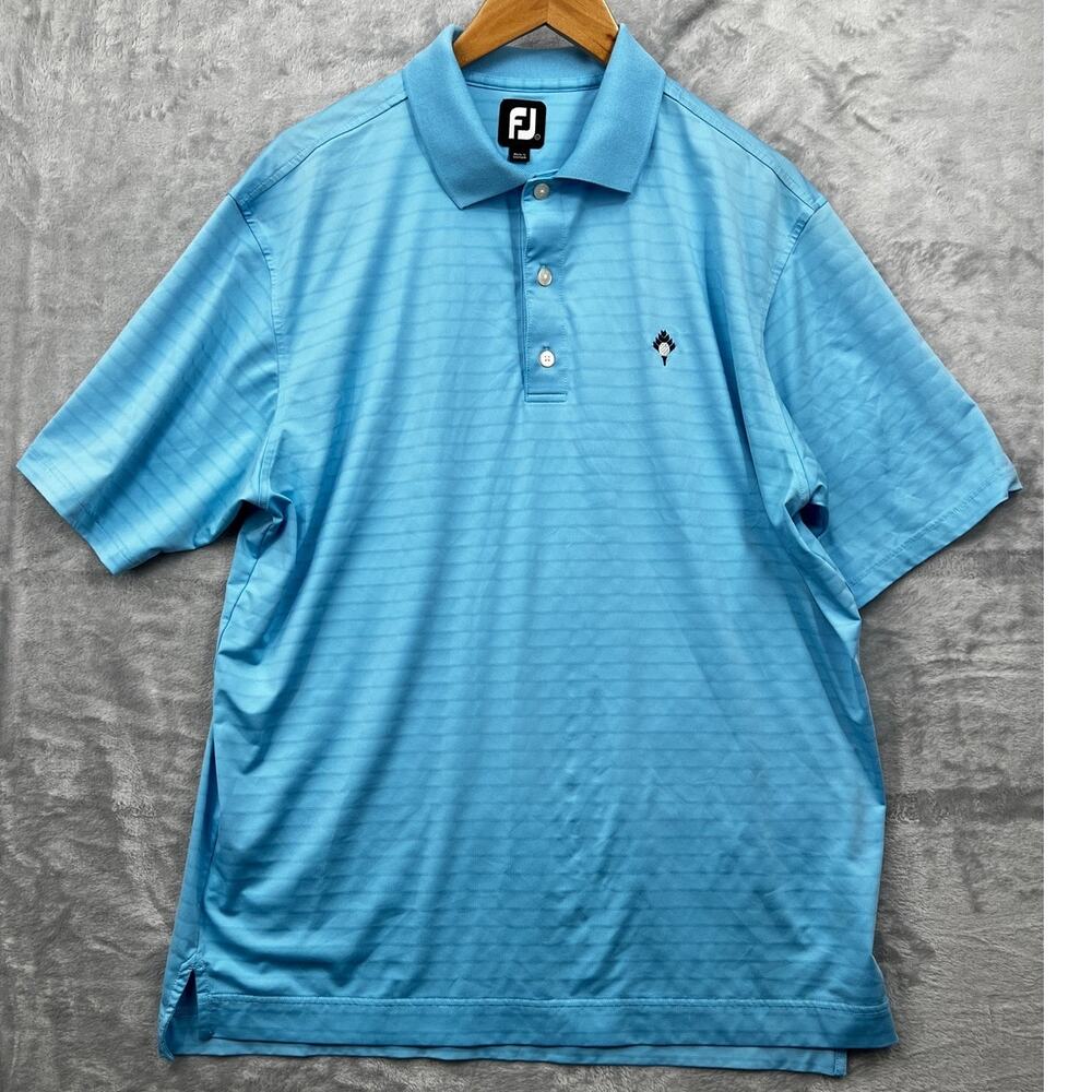 FootJoy Blue Striped Short Sleeve Collared Performance‎ Golf Polo Shirt Men’s L